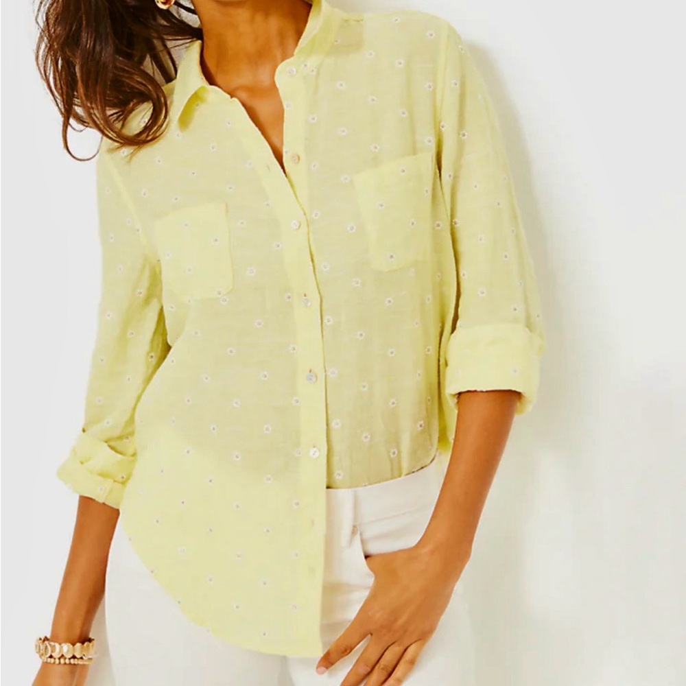 Lilly Pulitzer Sea View Linen Button Down